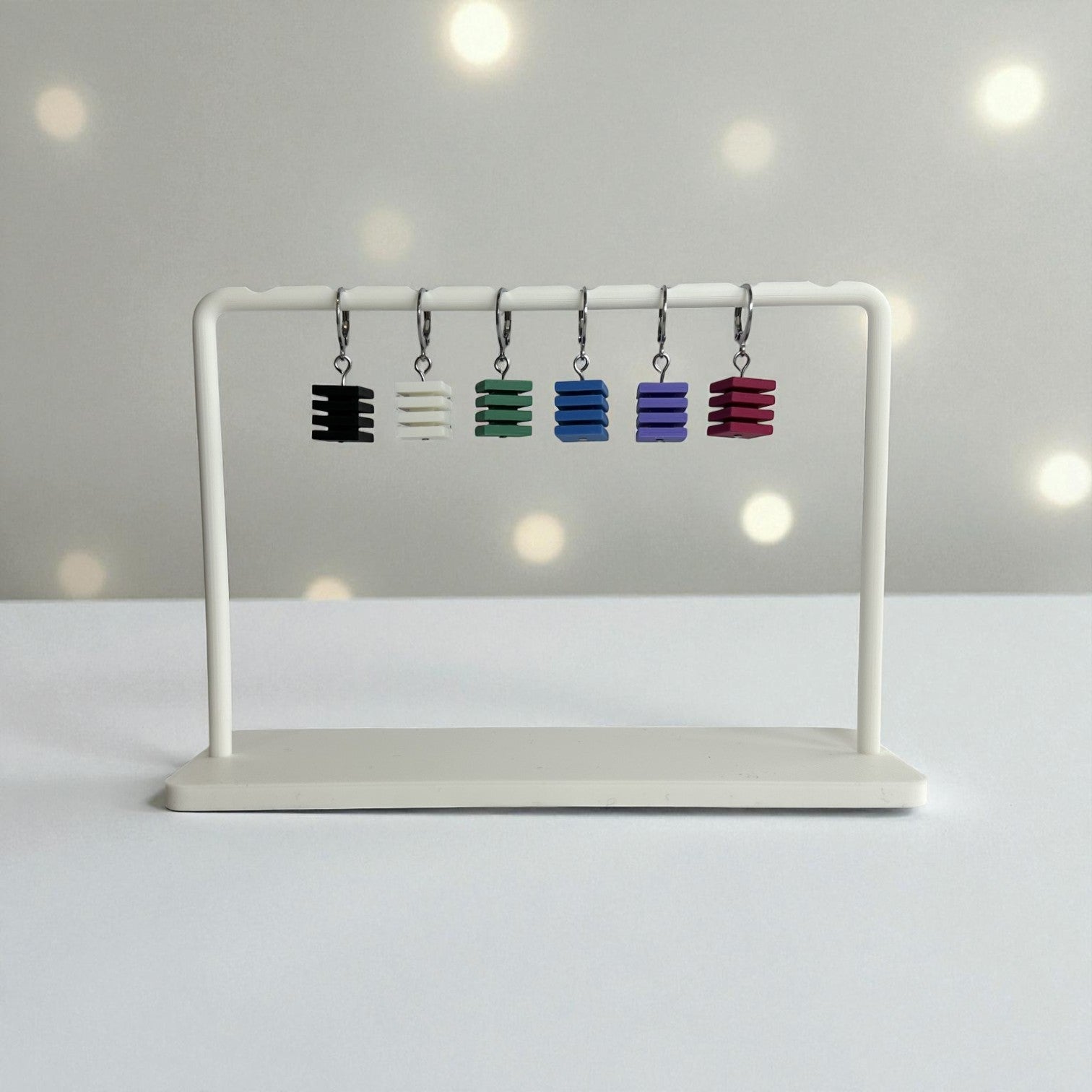 Linéa - Boucles d'oreilles pendantes - Carrés empilés